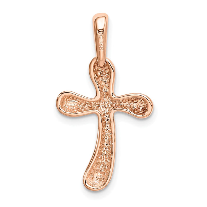 Million Charms 14K Rose Gold Themed Freeform Relgious Cross Pendant