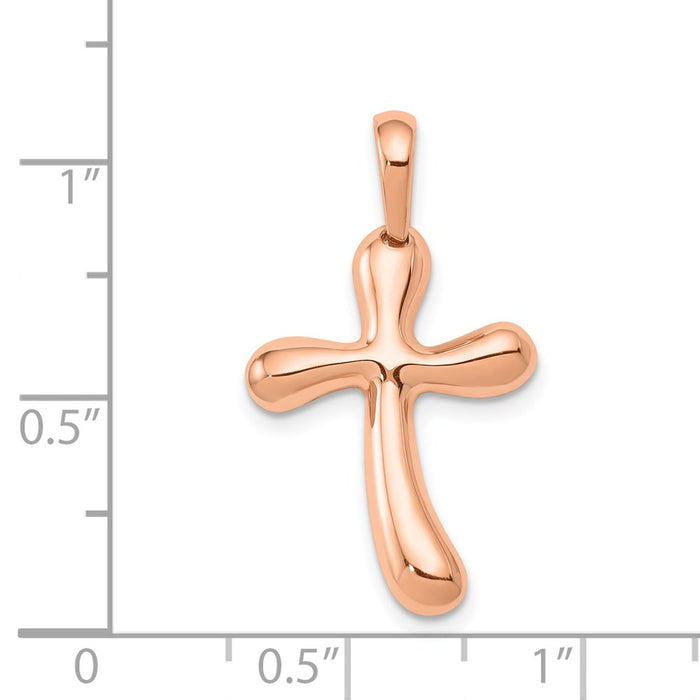 Million Charms 14K Rose Gold Themed Freeform Relgious Cross Pendant