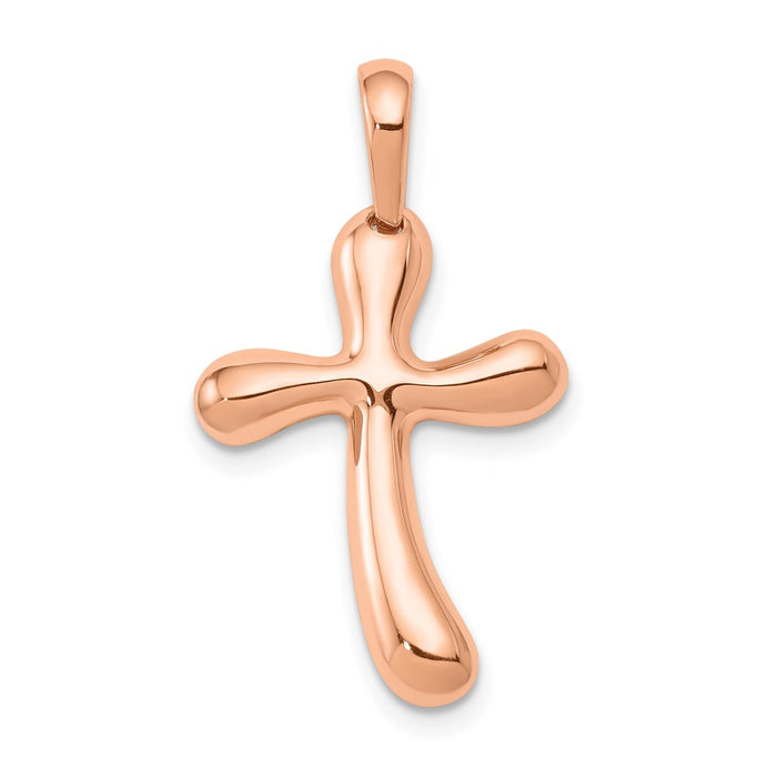 Million Charms 14K Rose Gold Themed Freeform Relgious Cross Pendant