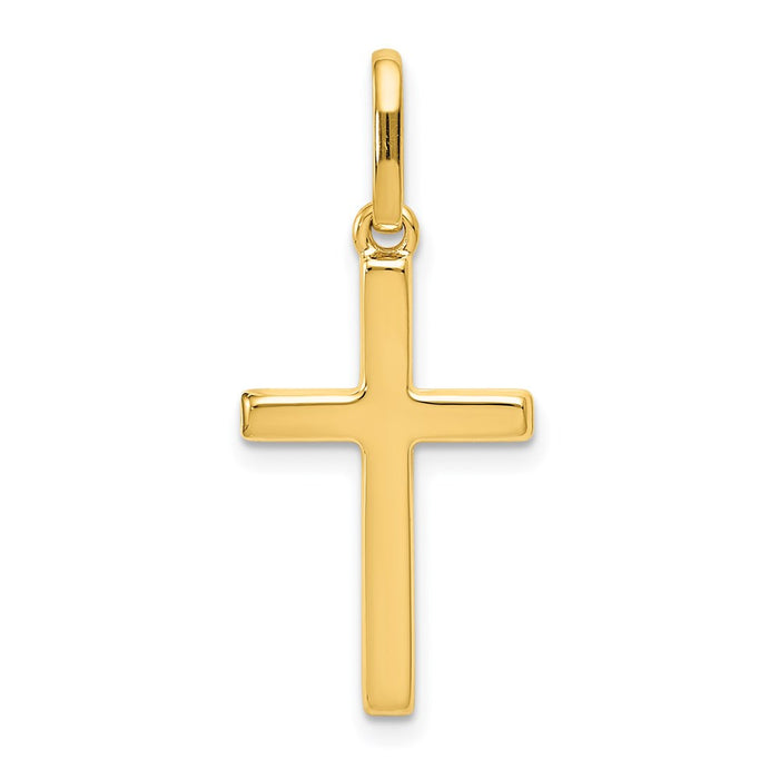 Million Charms 14K Yellow Gold Themed Hollow Relgious Cross Pendant