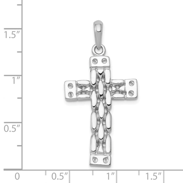 Million Charms 14K White Gold Themed Panther Style Relgious Cross Pendant