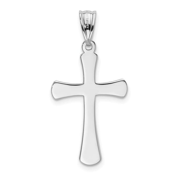 Million Charms 14K White Gold Themed Hollow Relgious Cross Pendant