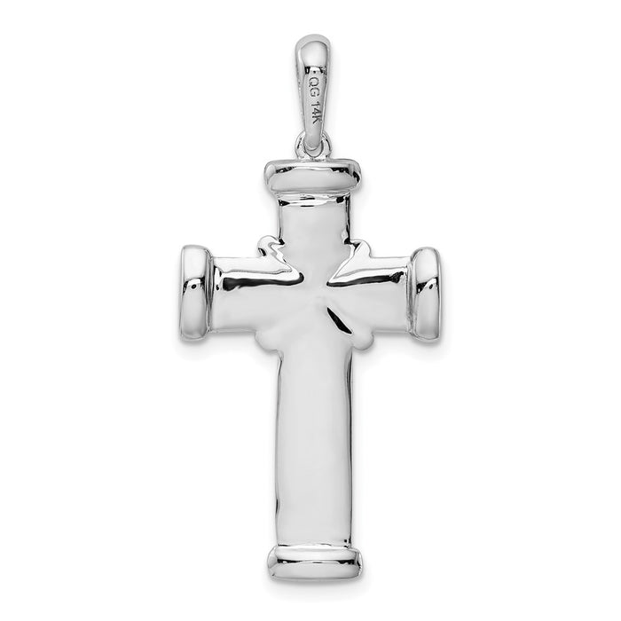 Million Charms 14K White Gold Themed Latin Relgious Cross Pendant