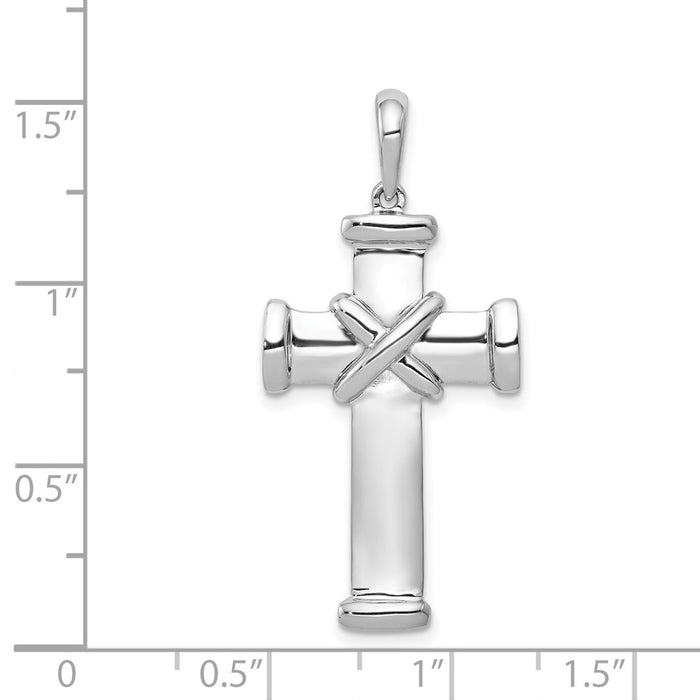 Million Charms 14K White Gold Themed Latin Relgious Cross Pendant