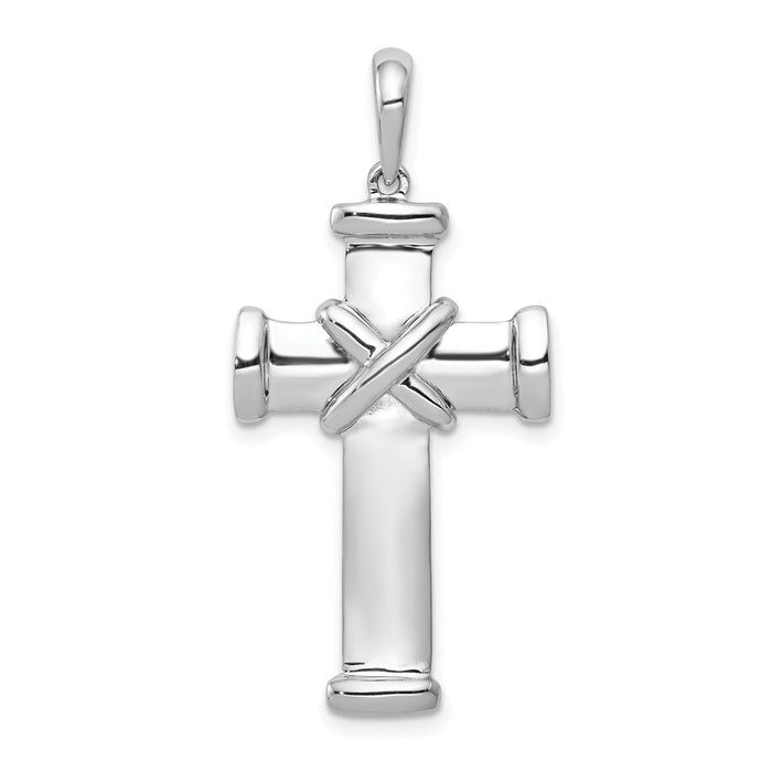 Million Charms 14K White Gold Themed Latin Relgious Cross Pendant