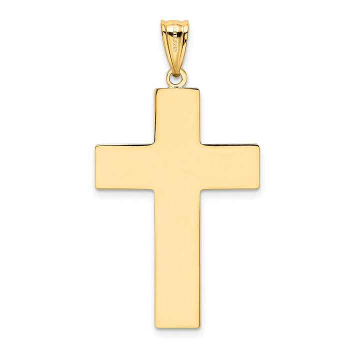 Million Charms 14K Yellow Gold Themed Hollow Relgious Cross Pendant