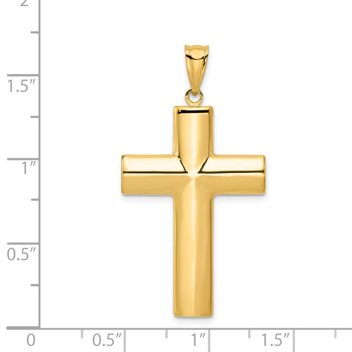 Million Charms 14K Yellow Gold Themed Hollow Relgious Cross Pendant