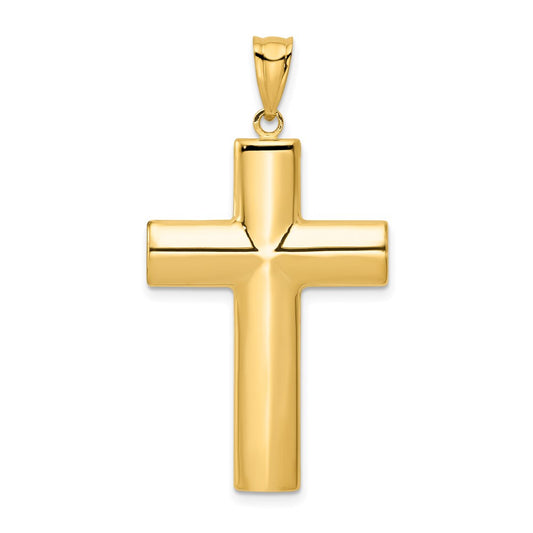 Million Charms 14K Yellow Gold Themed Hollow Relgious Cross Pendant