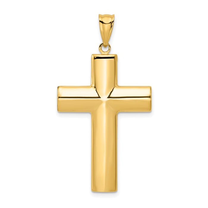 Million Charms 14K Yellow Gold Themed Hollow Relgious Cross Pendant