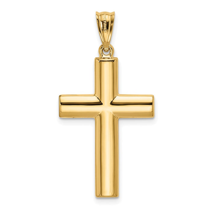 Million Charms 14K Yellow Gold Themed Hollow Relgious Cross Pendant