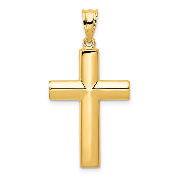 Million Charms 14K Yellow Gold Themed Hollow Relgious Cross Pendant