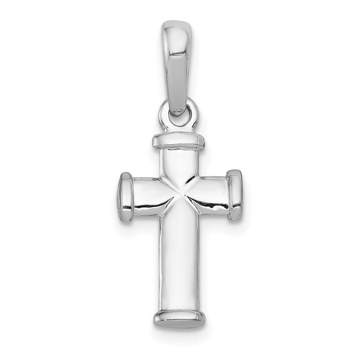 Million Charms 14K White Gold Themed Reversible Quilted Relgious Cross Pendant