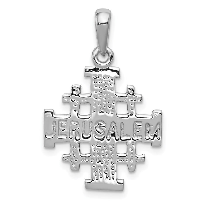 Million Charms 14K White Gold Themed Jerusalem Relgious Cross Pendant