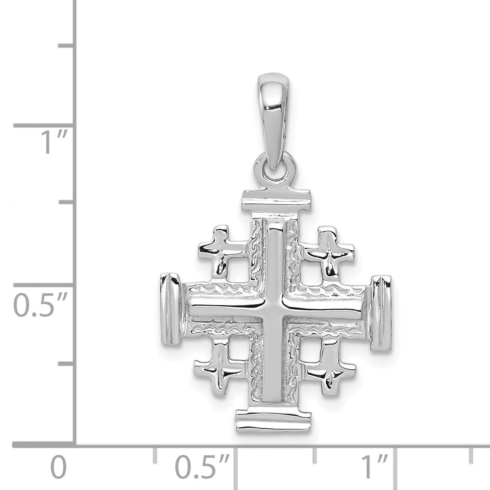 Million Charms 14K White Gold Themed Jerusalem Relgious Cross Pendant