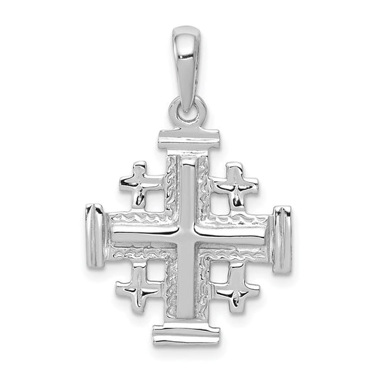 Million Charms 14K White Gold Themed Jerusalem Relgious Cross Pendant