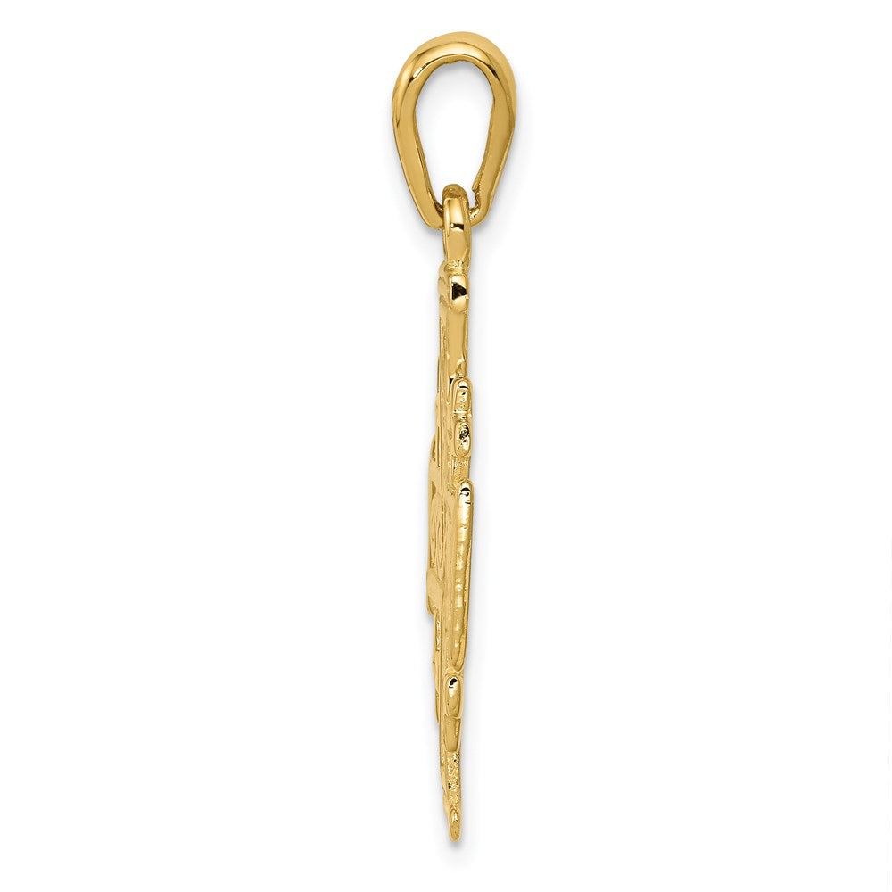Million Charms 14K Yellow Gold Themed Jerusalem Relgious Cross Pendant