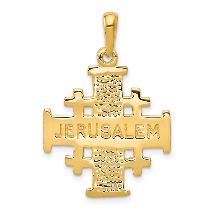 Million Charms 14K Yellow Gold Themed Jerusalem Relgious Cross Pendant