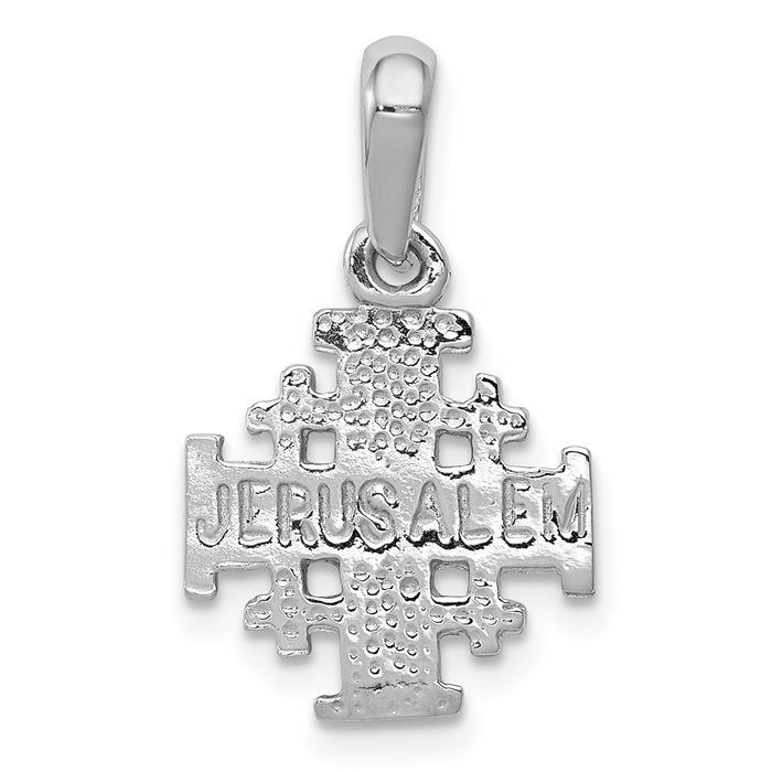 Million Charms 14K White Gold Themed Jerusalem Relgious Cross Charm