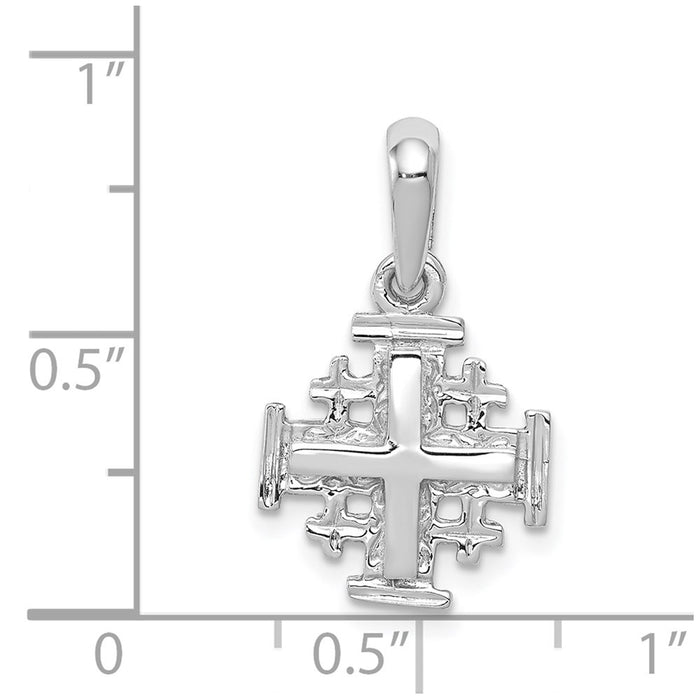 Million Charms 14K White Gold Themed Jerusalem Relgious Cross Charm