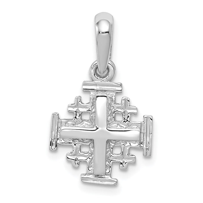 Million Charms 14K White Gold Themed Jerusalem Relgious Cross Charm