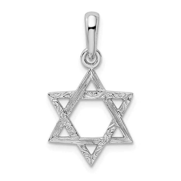 Million Charms 14K White Gold Themed Religious Jewish Star Of David Pendant