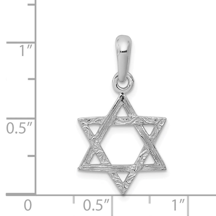 Million Charms 14K White Gold Themed Religious Jewish Star Of David Pendant