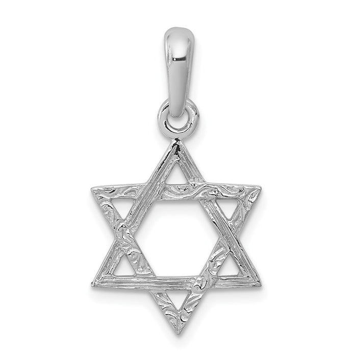 Million Charms 14K White Gold Themed Religious Jewish Star Of David Pendant