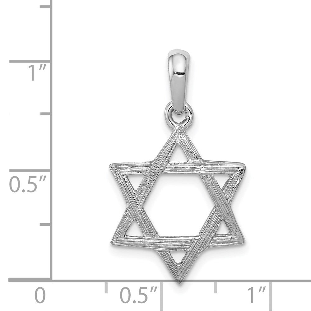 Million Charms 14K White Gold Themed Religious Jewish Star Of David Pendant