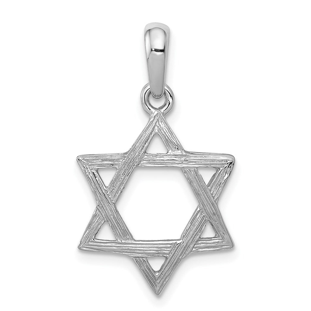 Million Charms 14K White Gold Themed Religious Jewish Star Of David Pendant