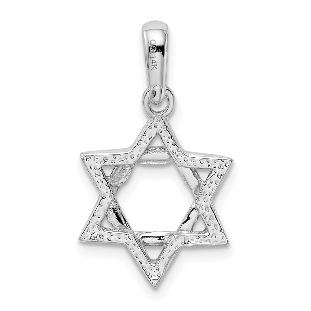 Million Charms 14K White Gold Themed Religious Jewish Star Of David Pendant
