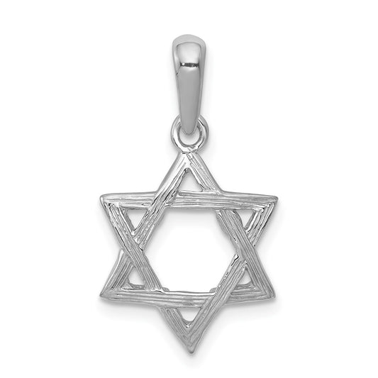 Million Charms 14K White Gold Themed Religious Jewish Star Of David Pendant