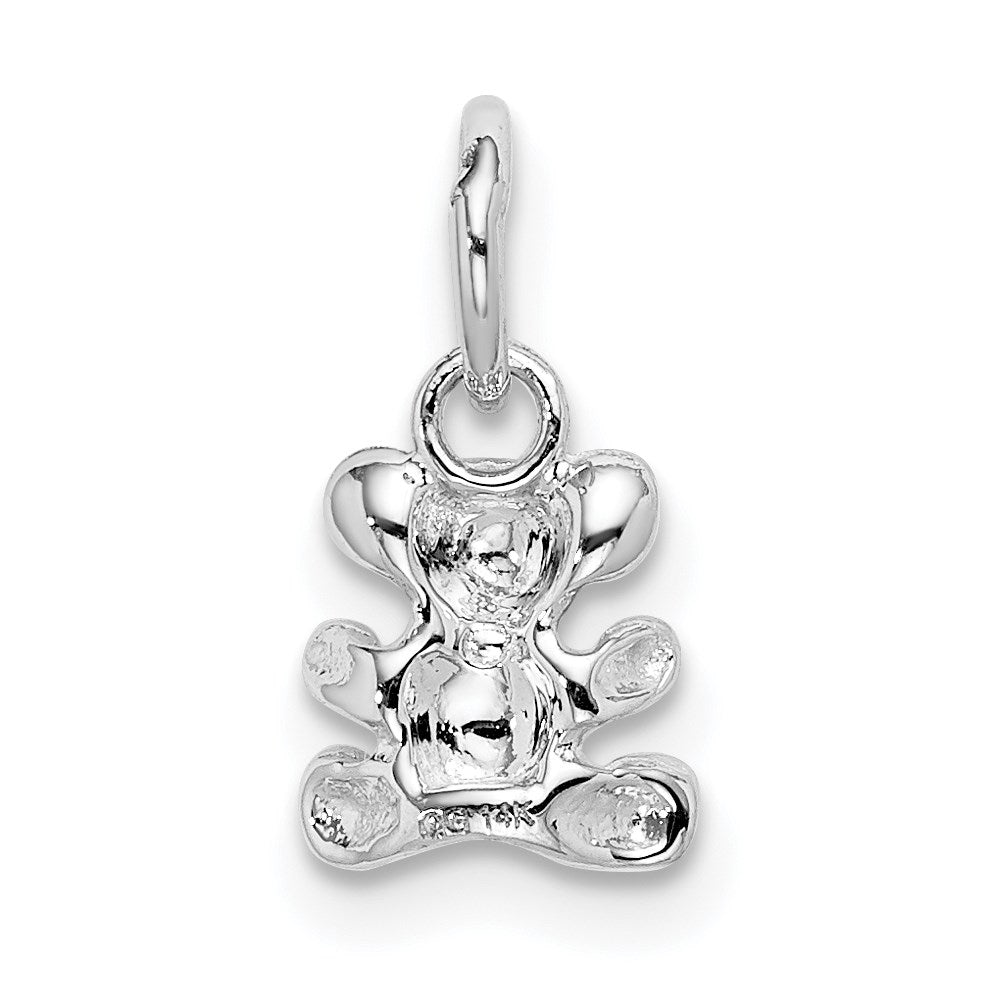 Million Charms 14K White Gold Themed Teddy Bear Charm