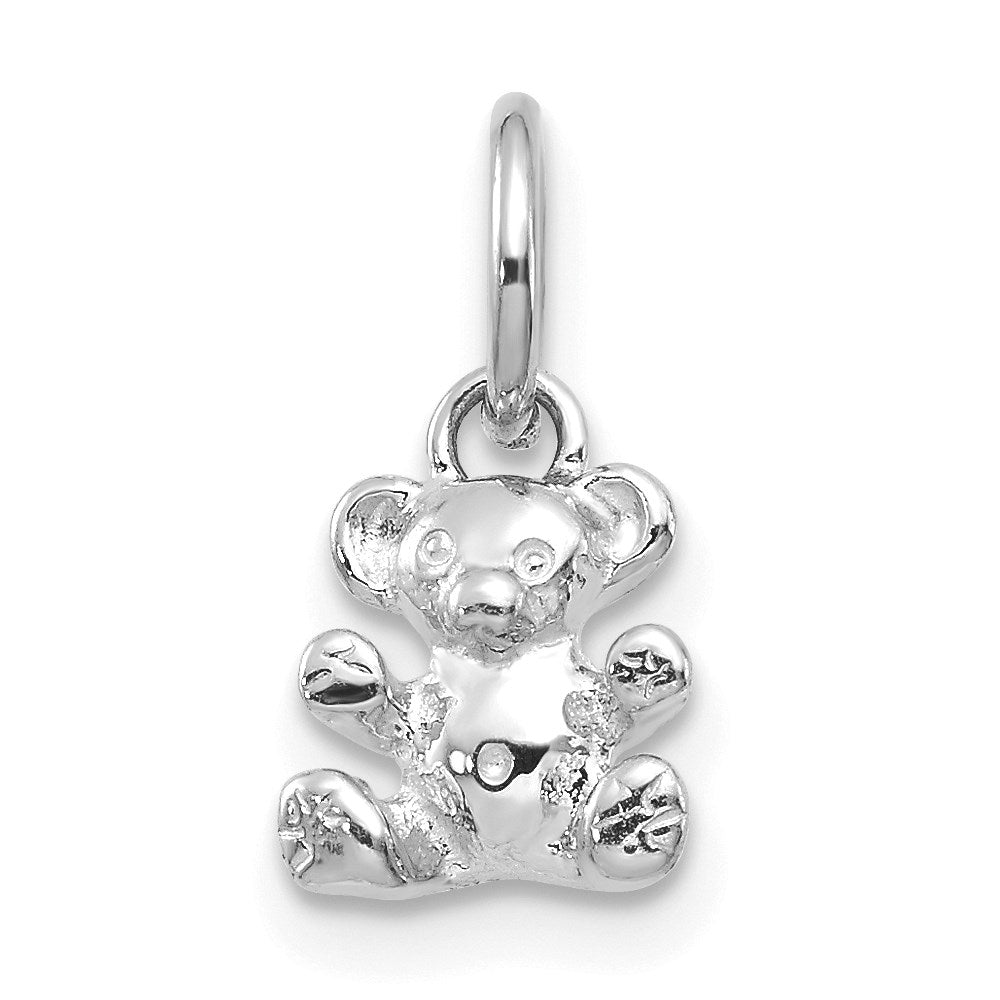 Million Charms 14K White Gold Themed Teddy Bear Charm
