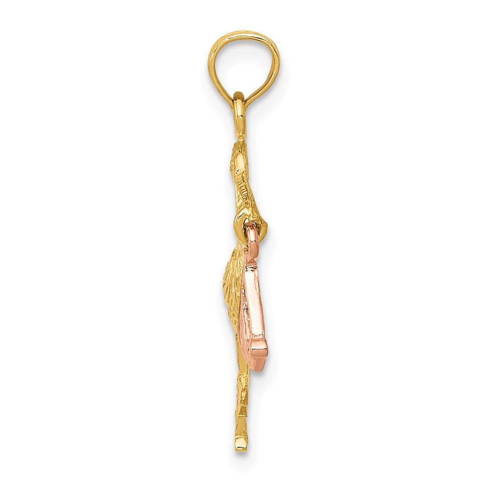Million Charms 14K Two-Tone Stork Pendant