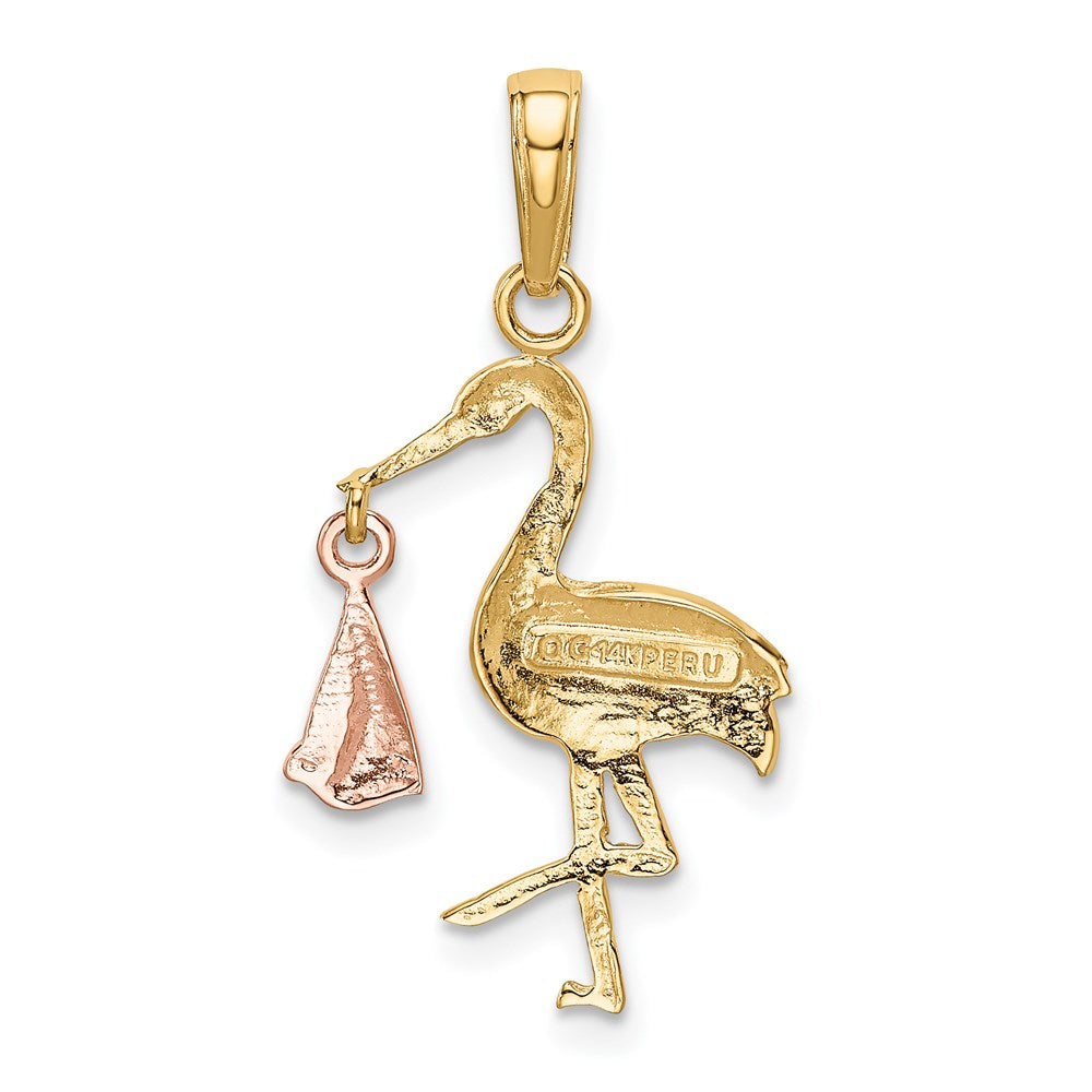 Million Charms 14K Two-Tone Stork Pendant