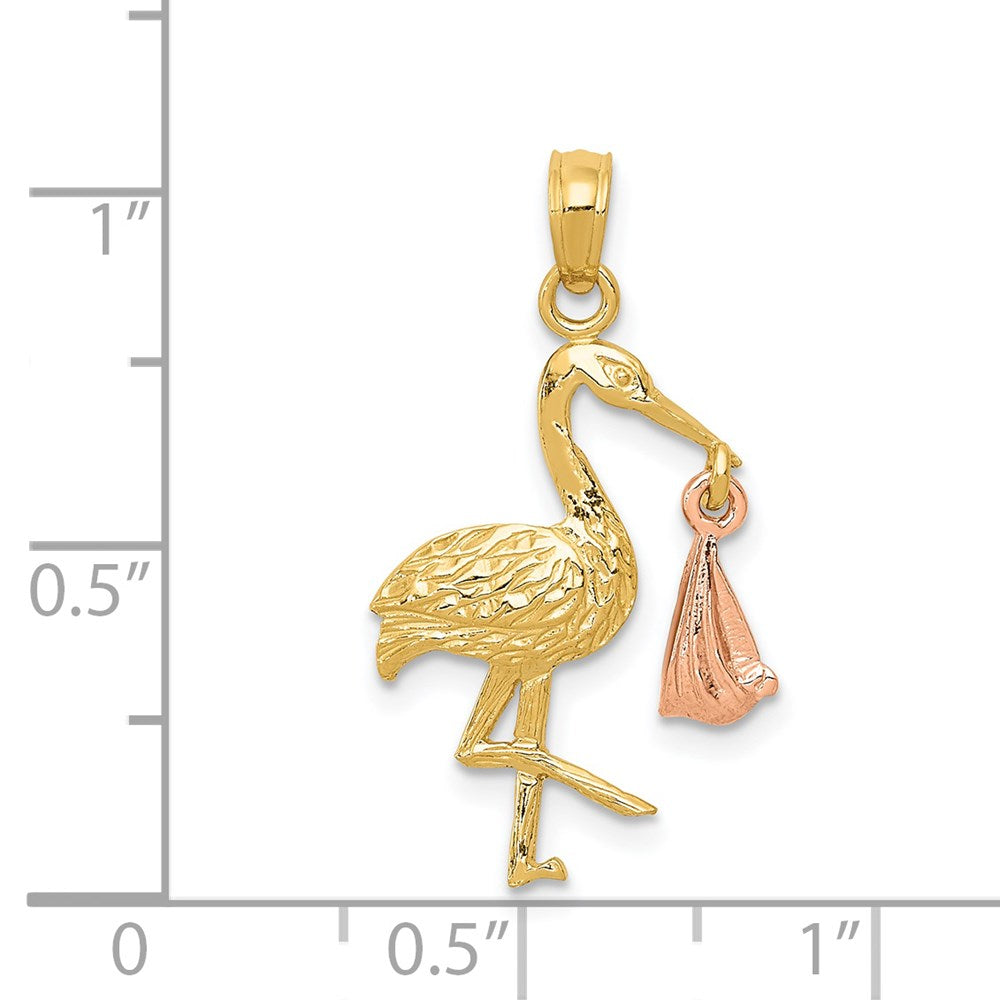 Million Charms 14K Two-Tone Stork Pendant