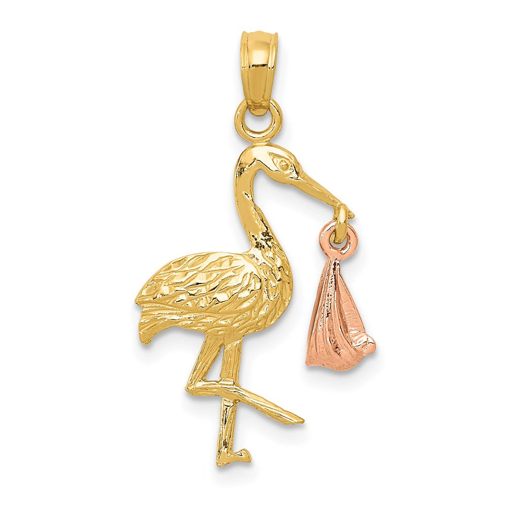 Million Charms 14K Two-Tone Stork Pendant