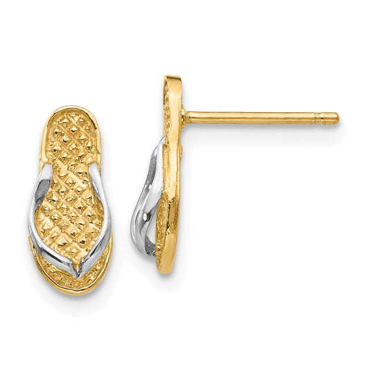 Million Charms 14k & Rhodium Flip Flop Earrings, 12mm x 5mm