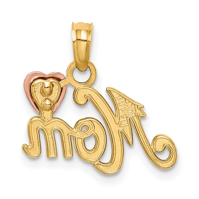 Million Charms 14K Two-Tone Polished Mom With Heart Pendant