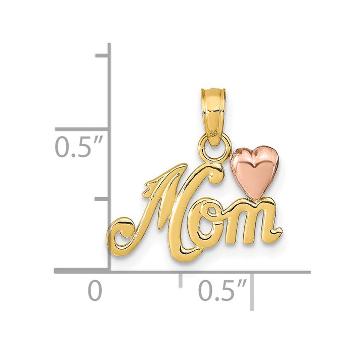 Million Charms 14K Two-Tone Polished Mom With Heart Pendant