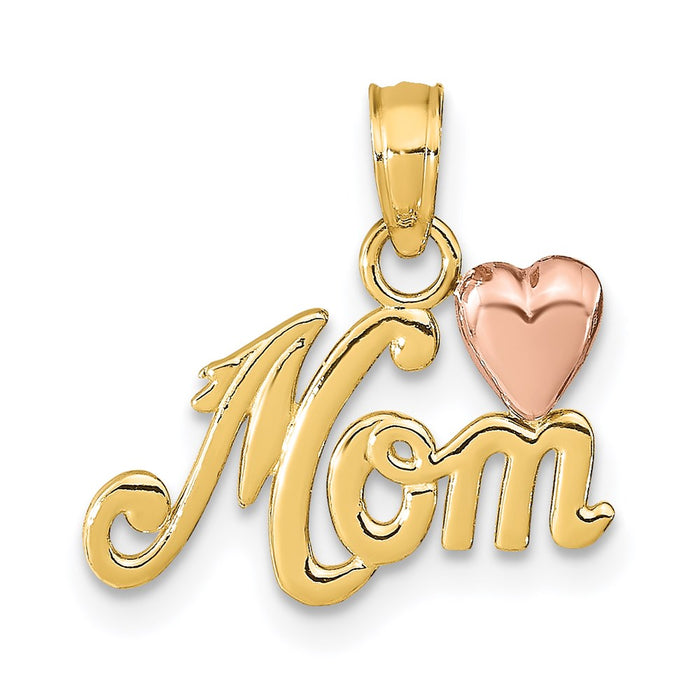 Million Charms 14K Two-Tone Polished Mom With Heart Pendant