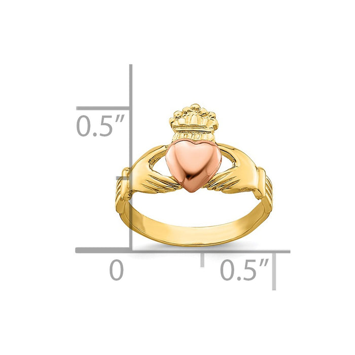 14k Two-Tone Gold, Rose & Yellow Gold Baby Claddagh Ring, Size: 1