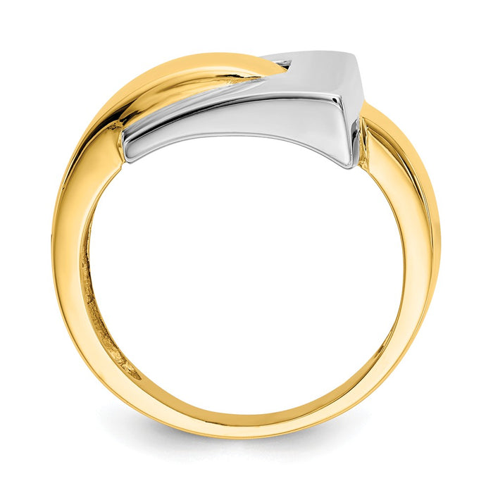 14k Two-Tone Gold Polished Buckle Ring, Size: 7