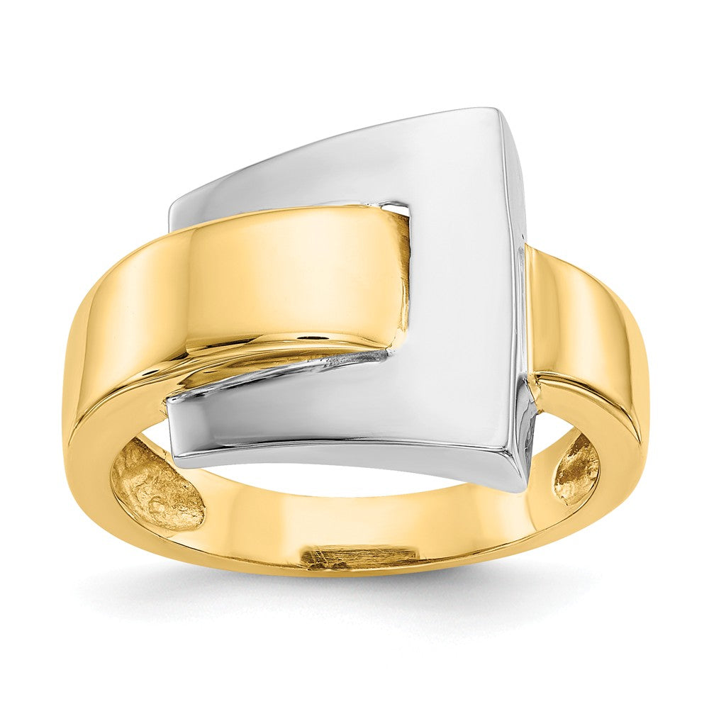 14k Two-Tone Gold Polished Buckle Ring, Size: 7