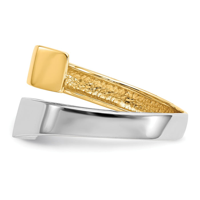 14k Two-Tone Gold Square Overlapping Ring, Size: 7