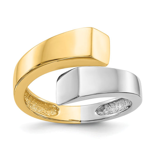 14k Two-Tone Gold Square Overlapping Ring, Size: 7