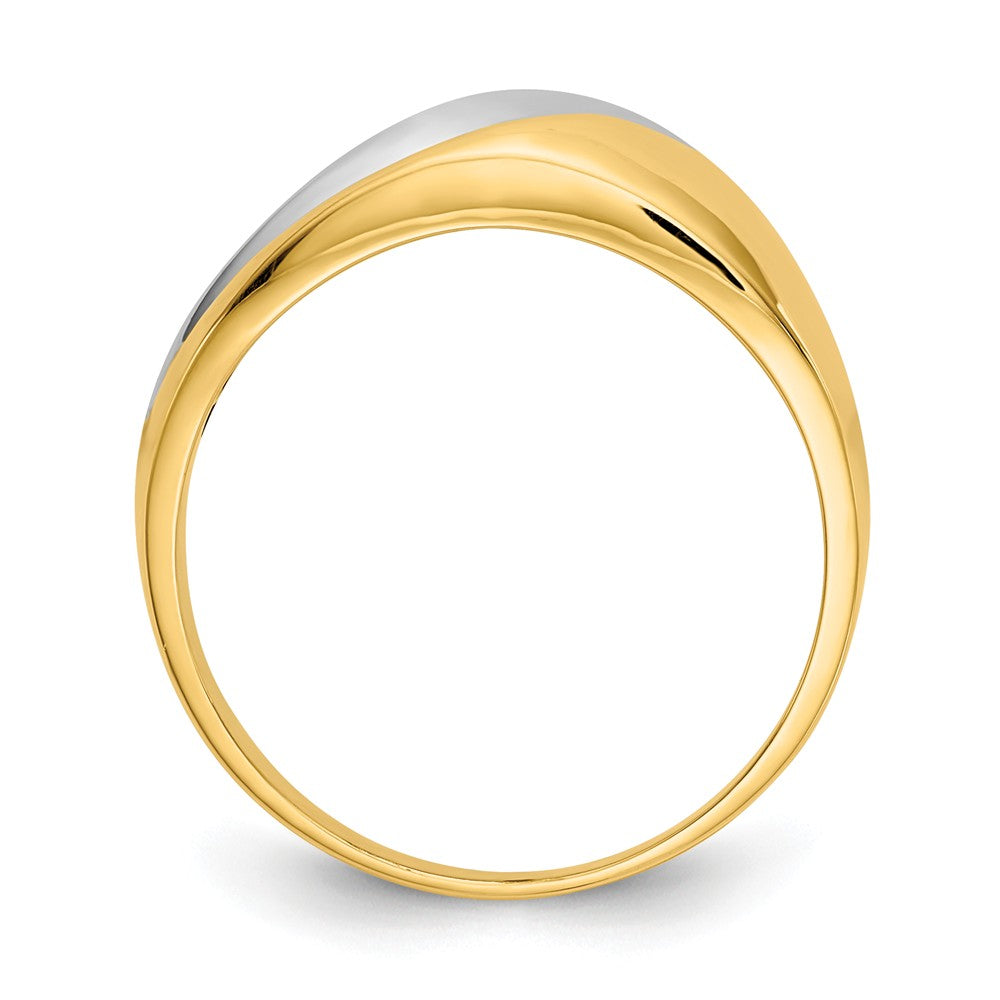 14k Two-Tone Gold Polished Wave Ring, Size: 8