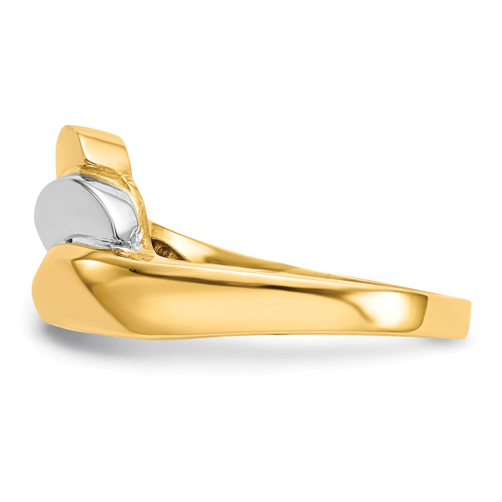 14k Two-Tone Gold Polished Wave Ring, Size: 8