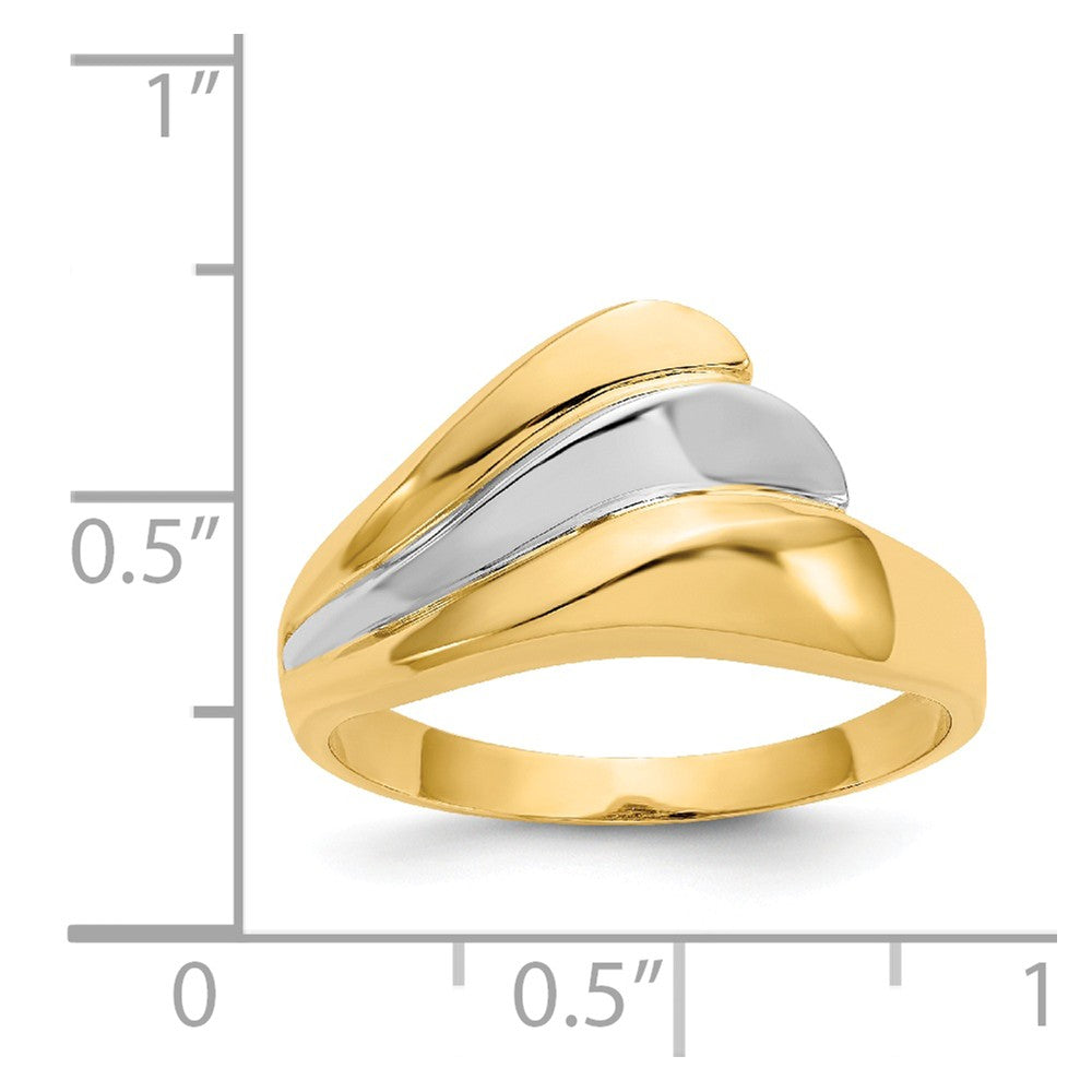 14k Two-Tone Gold Polished Wave Ring, Size: 8