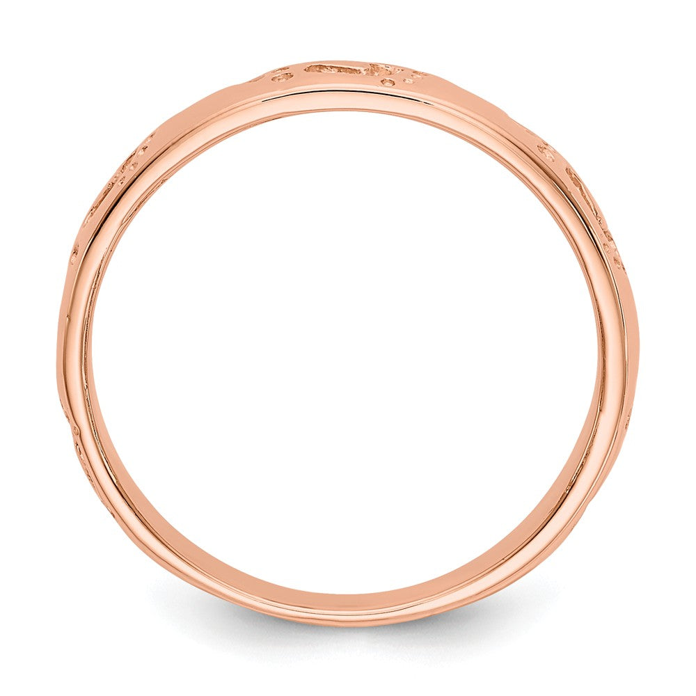 14k Rose Gold Footprints Ring, Size: 7